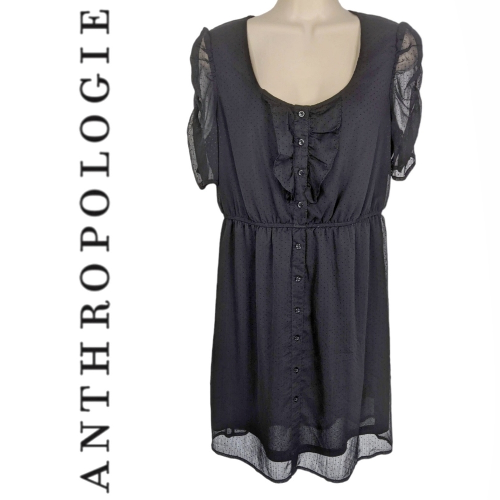 Anthropologie Black Ruffle Dress